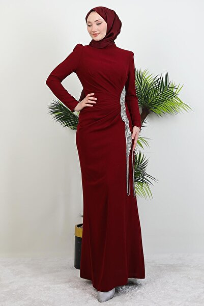 GİYZAMİLA Φόρεμα με φούντα μπορντό