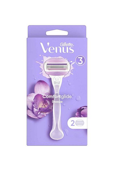 Gillette Venus كومفورت جلايد بريز - ماكينة حلاقة نسائية مع عبوتين
