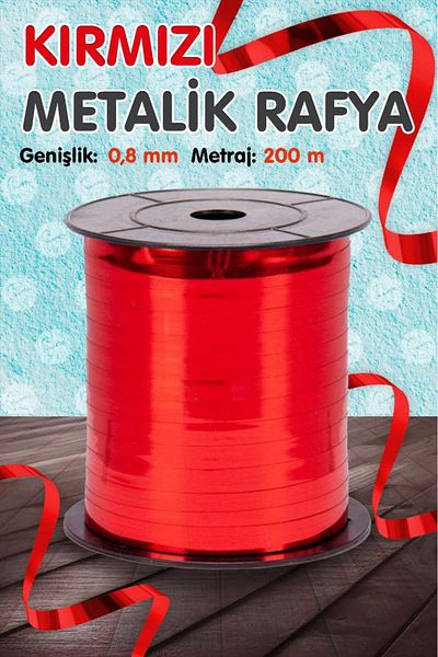 era balon Red Color Shiny Metallic Raffia 8 mm – 200 Meters Product Quality Is at the Top Level