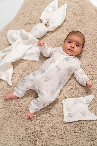 Bubbles 100% Organic Cotton Tropical Koala Zippered Baby Jumpsuit