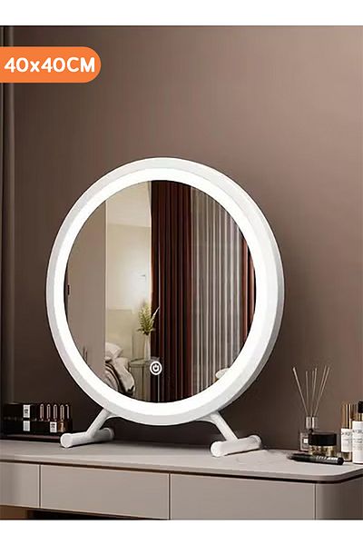 Taimi White Round Makeup Mirror 40cm With 3 Lighting Modes