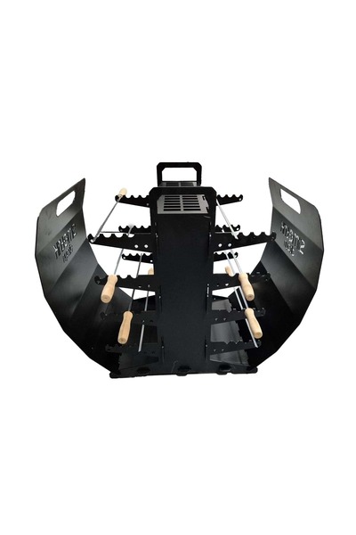 Simetrik Tasarım Barbekü Mangal Seti Özel Lazer İşlemeli Yarasa Kanadı Şeklin...