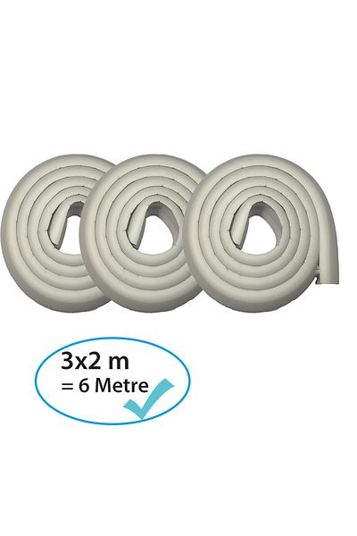 Evokids 3Pcs Gray Color Rubber Edge Protectors (6 Meters Total)