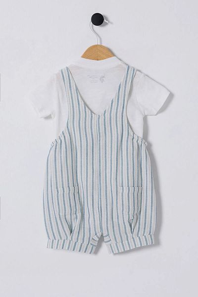 U.S. Polo Assn. Baby Boy Shorts Jumpsuit Set - 1-3 Years - White