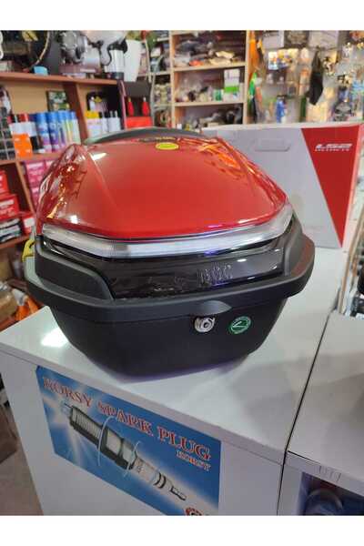karagöz motor Motosiklet Arka Çanta 33 LT Kırmızı Sinyal ve Stop Işıklı
