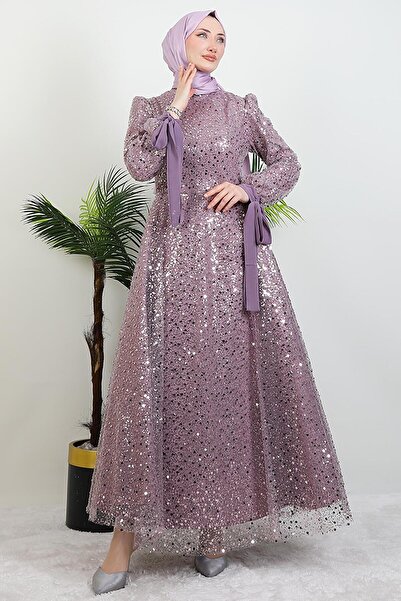 GİYZAMİLA Tansu Tesettür Abiye Lila