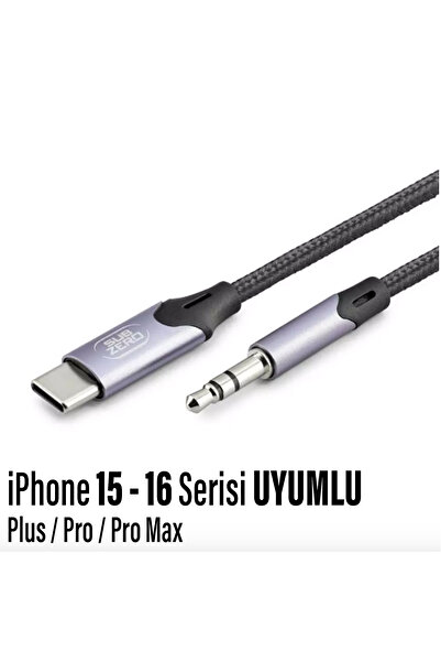 EXENAR iPhone 15-15PLUS-15PRO-15 PRO MAX Uyumlu Metal Başlık AUX Ses Dönüştürücüsü Hasır Type-C Çevirici