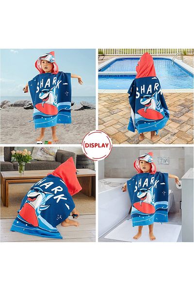 Lolliboomkids Prosop Poncho cu model submarin pentru băiat / cu glugă