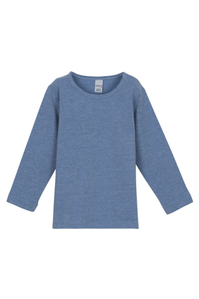 LOVETTI Dark Blue Melange Basic Snap Fastener Baby Long Sleeve T-Shirt