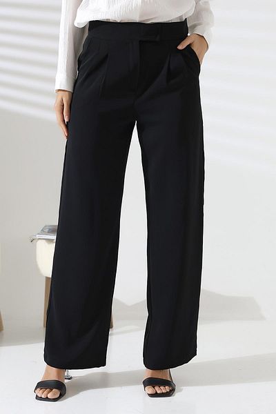 ribana Women's High Waist Velcro Palazzo Trousers Plazzo Wide Leg Trousers