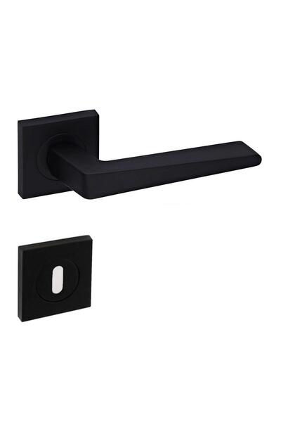 EYMEN YAPI Porto Square Rosette Mâner de ușă de cameră negru mat