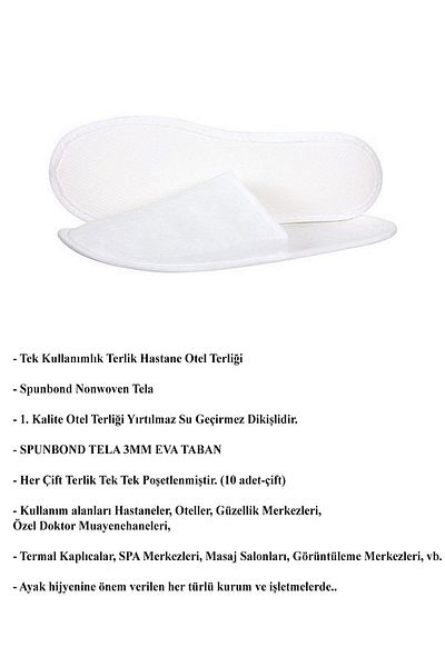 ayliz plast&ambalaj 10 Pieces Disposable Hotel Slippers Double White Double Packaging