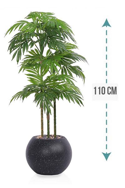 Generic شجرة نخل صناعي 110 سم (3 أفرع) بمركن بلاستيك دائري