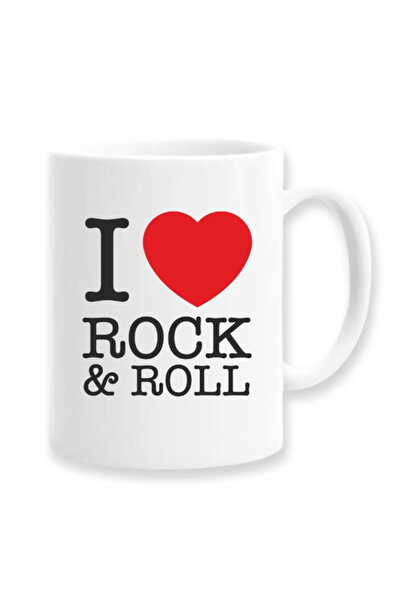 OEM Cană albă personalizată „I Love Rock & Roll”, Inovatix®. 330 ml
