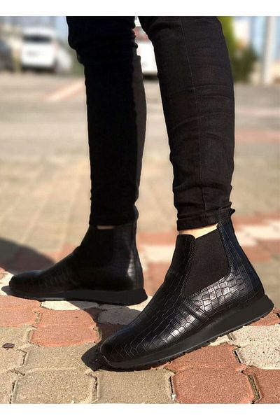 Deri De Luxe Ανδρικές μπότες Chealse με σχέδιο κροκόδειλου