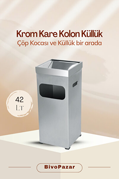 Palex Kare Kolon Küllük - Kare Bahçe Çöp Kovası - Bahçe Küllük (66 CM X 25 CM...