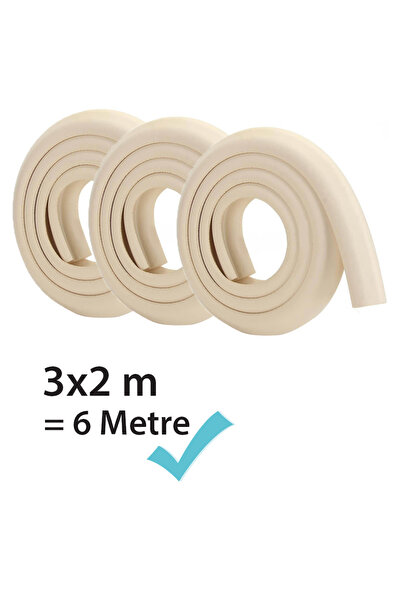 Evokids 3 Adet Kauçuk Kenar Koruyucu Krem (6 METRE)