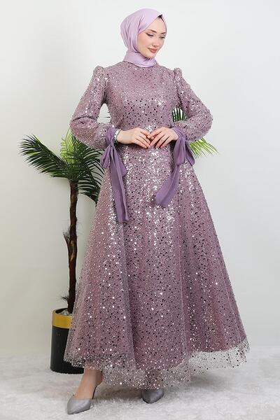 GİYZAMİLA Tansu Tesettür Abiye Lila