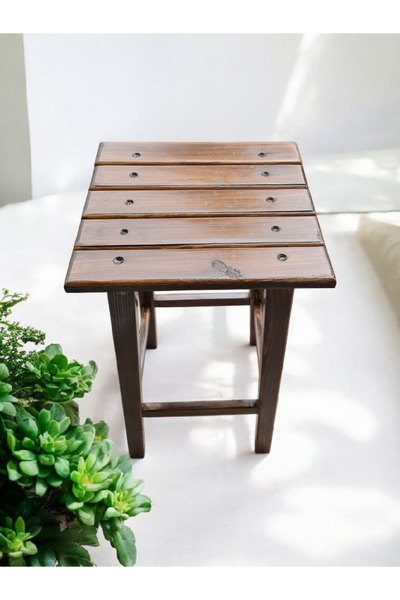 aryawoodcraft Ahşap Tabure Antik Ceviz Renkli 75 cm