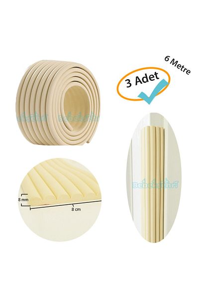 Evokids 3 Pieces Multi-Purpose Rubber Edge Protector Cream (6 Meters)
