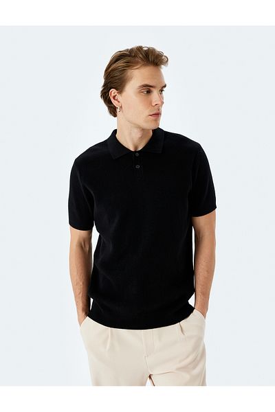 Koton New Season Cotton Basic Polo V-Neck Short Sleeve Knitwear T-Shirt