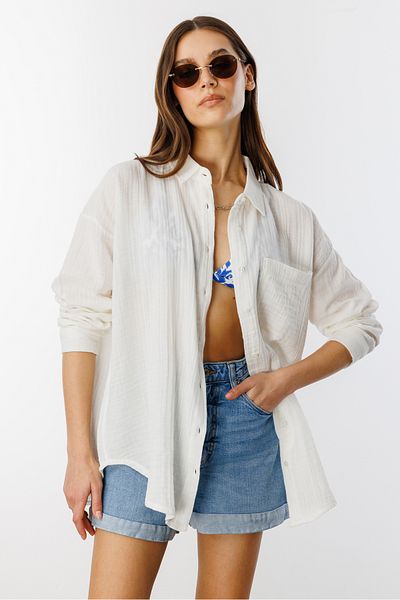 GENIUS STORE Дамска риза Oversize Basic от муселин WOMEN-MUSLIN-SHIRT