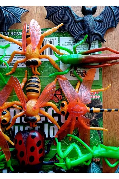 OYUNCAKSAHİLİ Korku Şakalama 16 Parça Hayvan Seti Peygamber Devesi Çekirge Örümcek Tarantula Yusufcuk 2 pkt