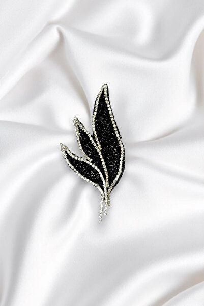 Trend aksesuar Yapıştırma Taşlı Üç Dallı Yaprak Desen Aksesuar