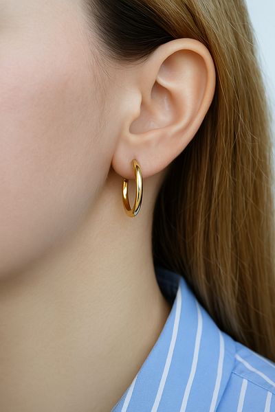 Sacce Scarves&Accessories Gold Color Thin Hoop Earrings 16 mm |   Durable Suitable for Daily Use
