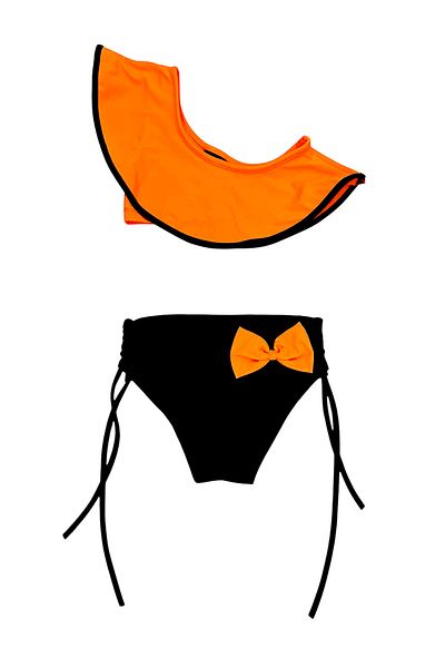 Lolliboomkids Girl's One Shoulder Half Sleeve Bow Tie Bikini Set
