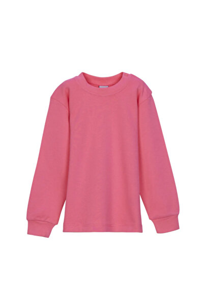LOVETTI Candy Pink Basic Girl's Snap Neck Winter Long Sleeve T-Shirt