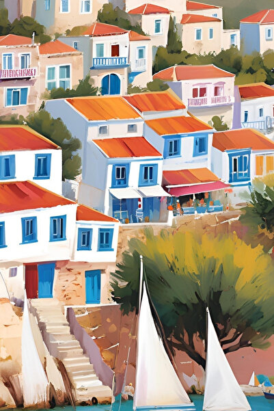 PİTAYA Siyah Çerçeveli Bodrum Poster - Tasarım Poster Manzara Tablo Aydın Duvar Dekorasyonu