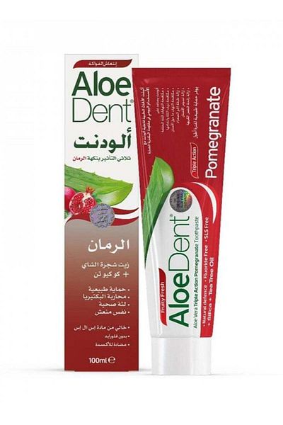 AloeDent T.p 100 ml Pomegranate -(12601) --- ألودنت معجون اسنان بالرمان 100مل