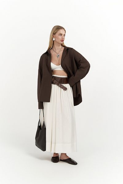 MAİ COLLECTİON Josie Oversize Brown Shirt