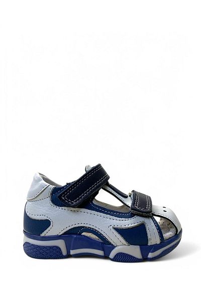 Tuğba Ortopedi 157 Orthopedic 100% Genuine Leather Baby Boy White/Navy Blue Corset Sandals