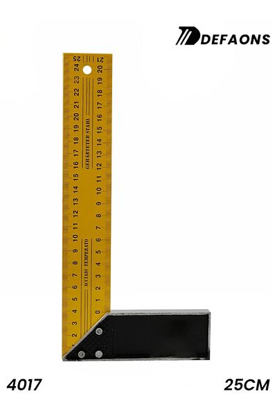 DEFAONS L-Square Ruler 25cm Hardened Steel Blade, Aluminum Handle, Accurate 90 Angle Tool