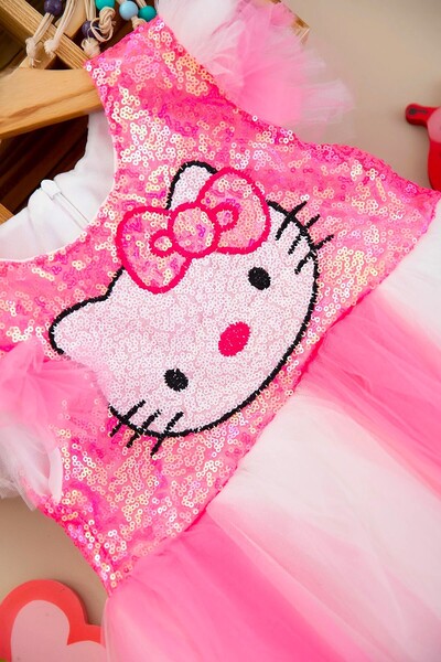 DeKuBaby Pul Payetli İşlemeli Kat Kat Tüllü Kabarık Etekli Prenses Kız Çocuk Abiye-Parti-Doğum Günü Kostümü