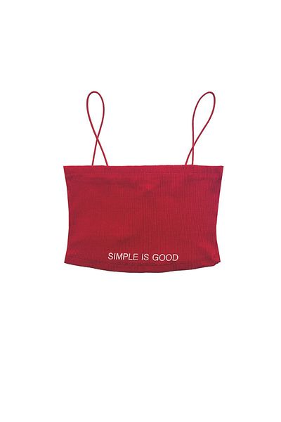 Mood Lab Women's Crop Tank Bra - Black Straps and Elastic String