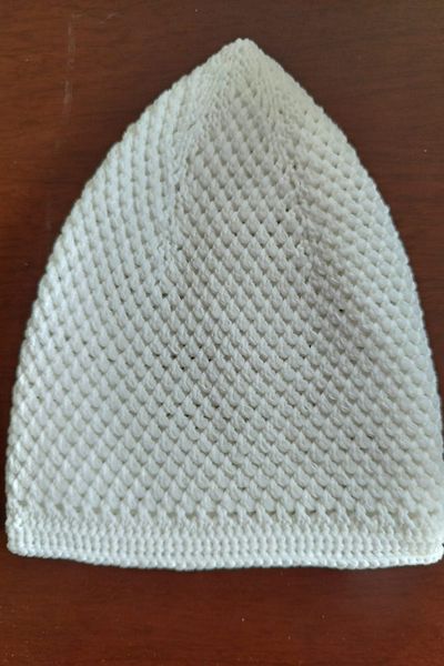 Kent Pazarı Prayer Skullcap Honeycomb Model White 4 Pieces Machine Knitted Pilgrim Skullcap Gift Skullcap Umrah Skullcap