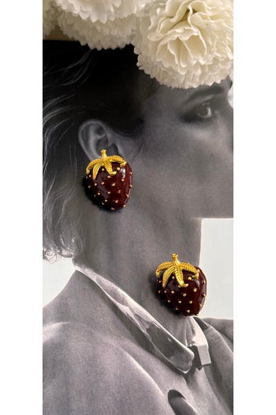 KAD COLLECTION أقراط بينتيريست الفراولة خمر