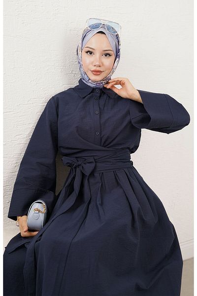 STİLZERAFET Belt Detailed Dress