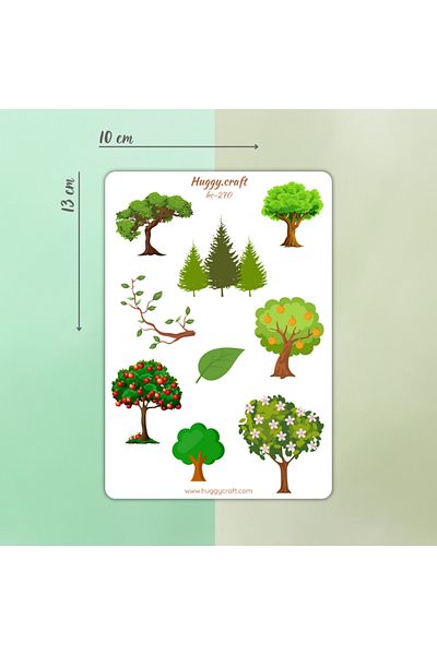 Huggy Craft Green Trees Themed Sticker Set 9 Pieces