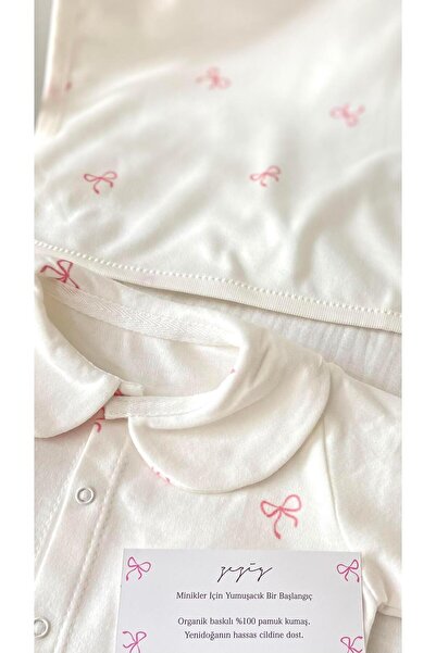 Zezig Pink Bows 4 Piece Hospital Discharge Set 100% Cotton