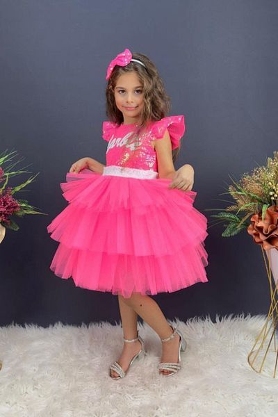 DeKuBaby Paiete Brodate Strat de Tulle Fusta Pufosă Prințesă Fată Copii Rochie de Seară-Parte-Costum de Zi de Naștere