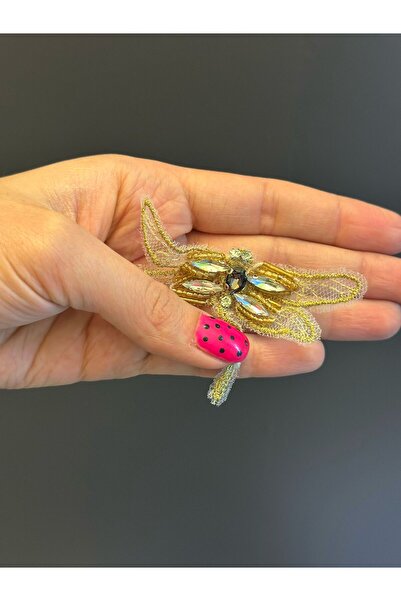 Gönülden Tasarım 8X5 CM BONCUK İŞLEME SARI YUSUFCUK ARMA DİKİŞ APLİKE