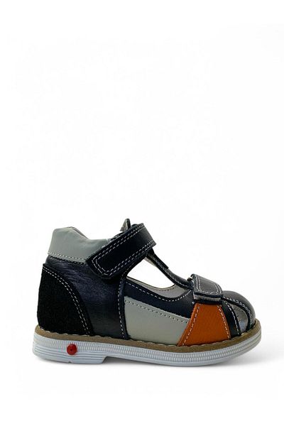 Tuğba Ortopedi 674 Full Orthopedic 100% Genuine Leather Baby Boy Black Corset Sandals