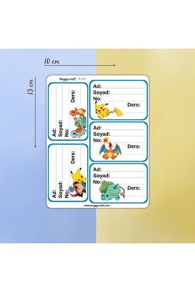 Huggy Craft Pokemon Book Notebook School Sticker 20Pcs (10 Different Designs)