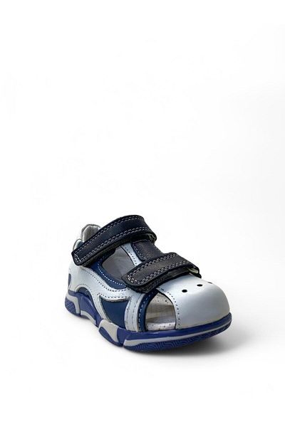 Tuğba Ortopedi 157 Orthopedic 100% Genuine Leather Baby Boy White/Navy Blue Corset Sandals