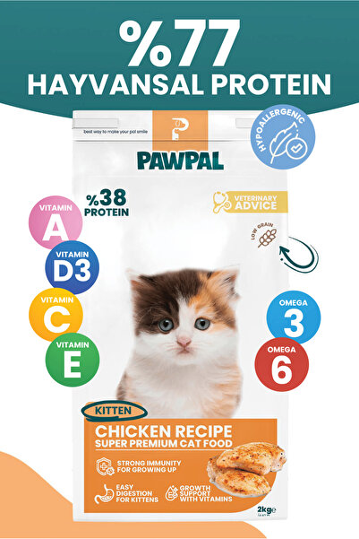 PawPal Tavuklu Süper Premium Yavru Kedi Maması 2KG | Hipoalerjenik – Düşük Ta...