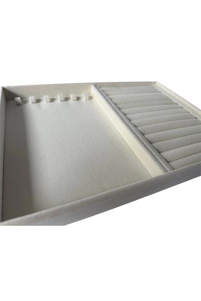 MeGass Dekor Domestic Production Rio Model Suede Fabric Cream Color Nail-sausage Drawer Inside Jewelry Organizer Jewelry Stand